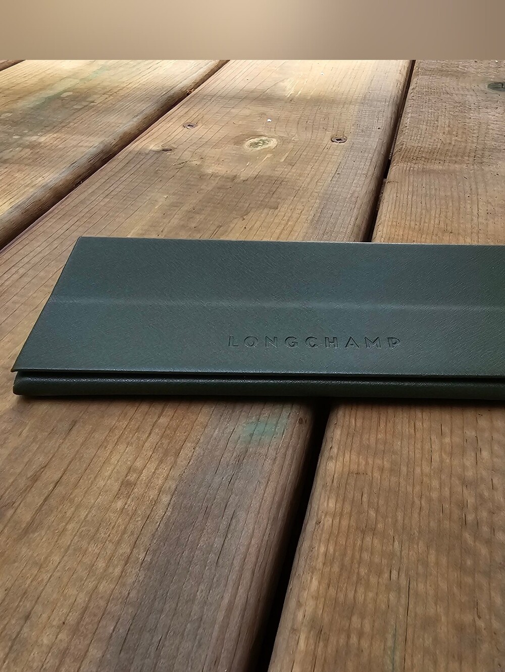 Longchamp Slim Fold Eyeglass Case in Forest Green